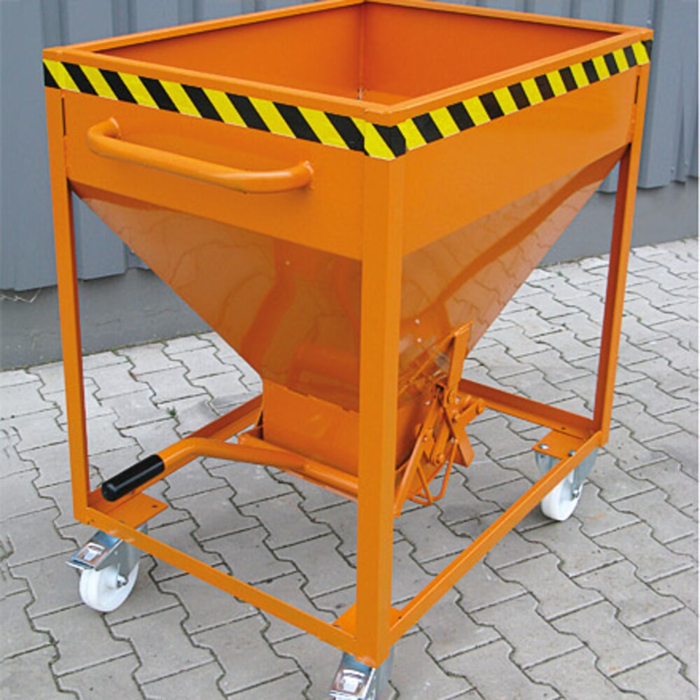 N° de l'image du produit 5 : Eichinger® Conteneur silo sur roulettes, sorti centrale commandée par levier, 300 litres, orangé pur