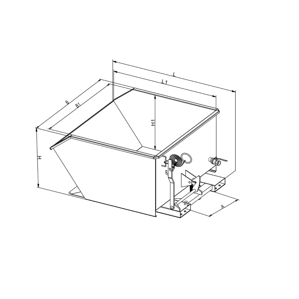 N° de l'image du produit 3 : Eichinger® Benne basculante à copeaux avec tamis et robinet de vidange, 1 000 kg, 150 litres, galvanisée à chaud