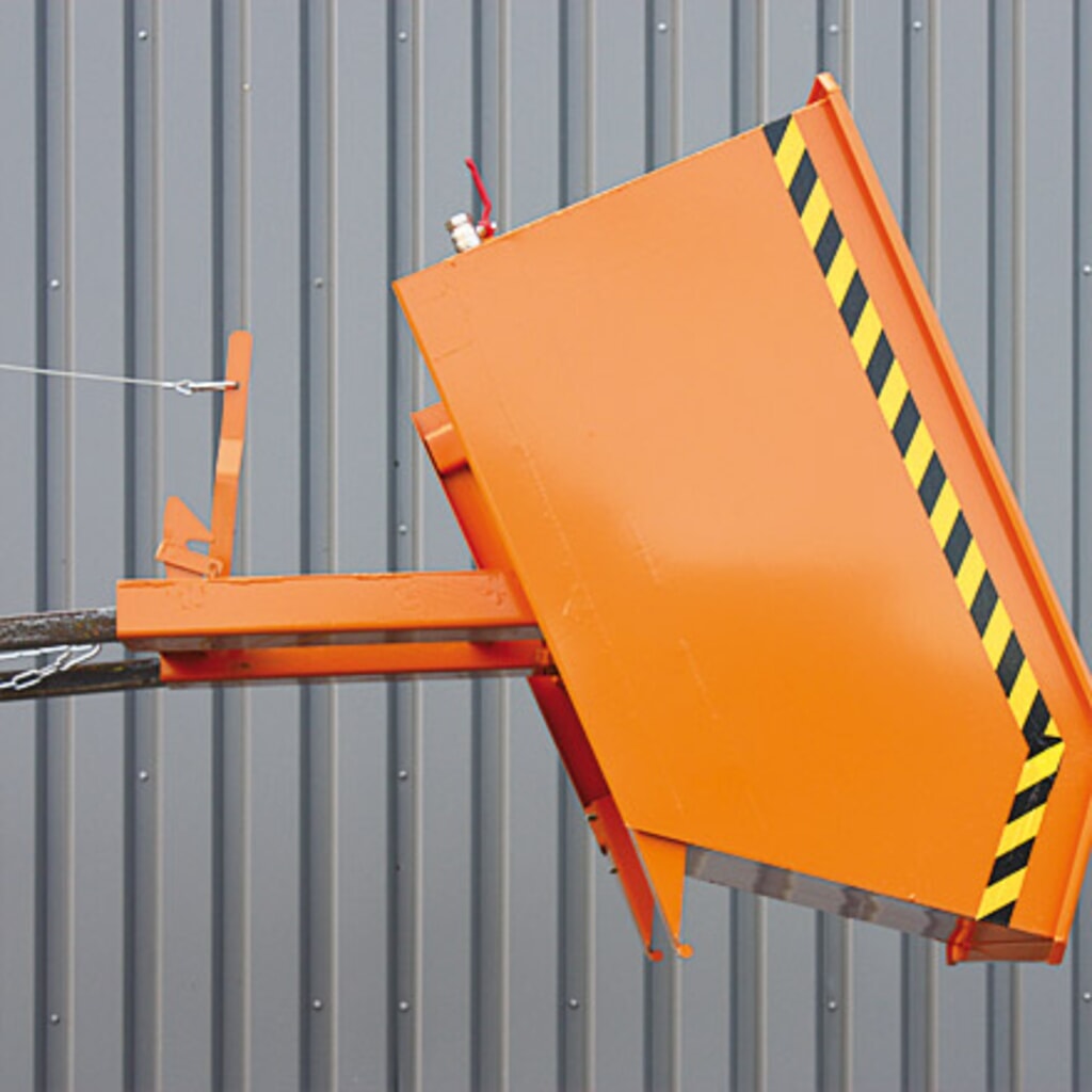Eichinger® Benne à copeaux à fond en tôle perforée et robinet de vidange, 1 000 kg, 300 litres, orangé pur N° de l'image du produit 4 : Eichinger® Benne à copeaux à fond en tôle perforée et robinet de vidange, 1 000 kg, 300 litres, orangé pur