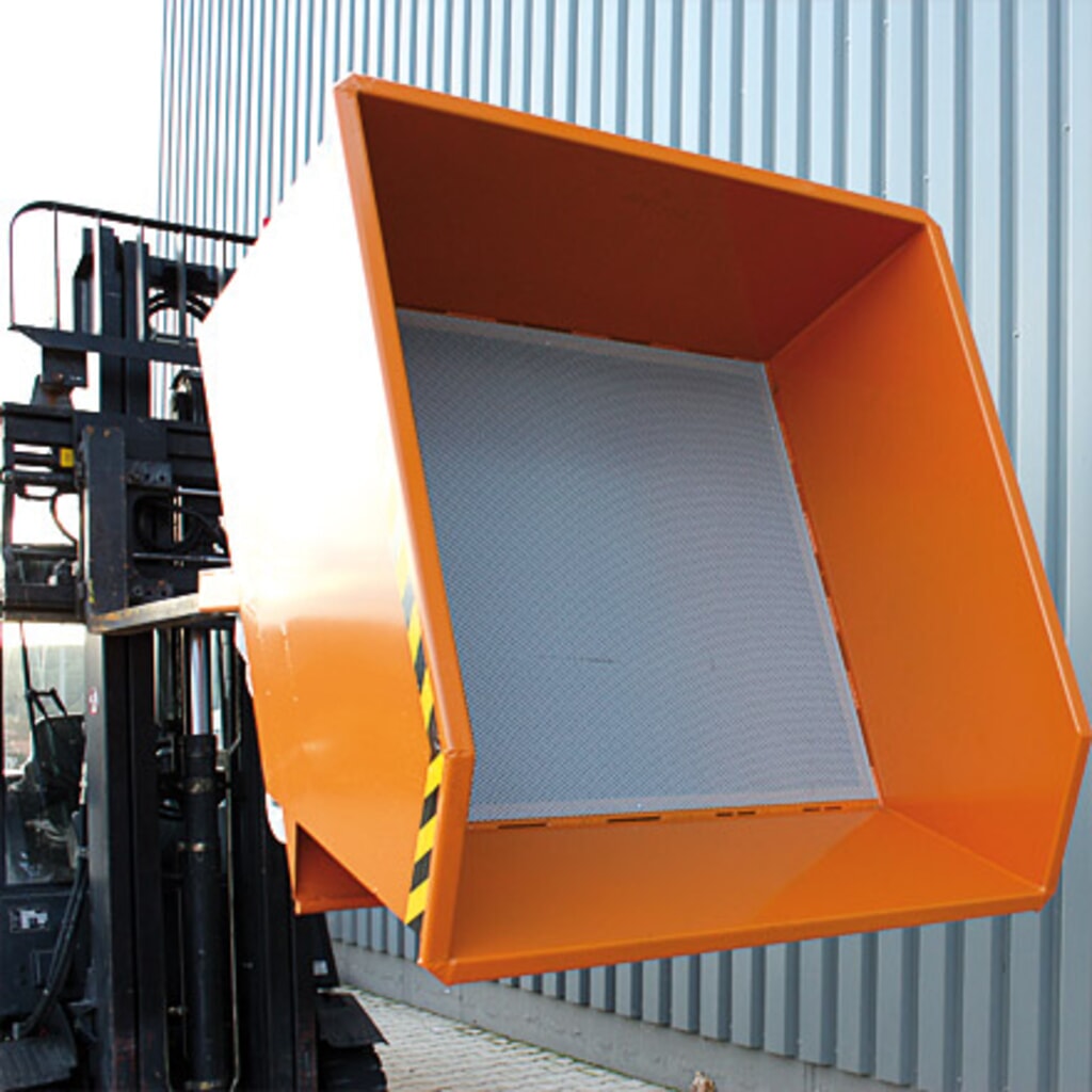 Eichinger® Benne à copeaux à fond en tôle perforée et robinet de vidange, 1 000 kg, 300 litres, orangé pur N° de l'image du produit 5 : Eichinger® Benne à copeaux à fond en tôle perforée et robinet de vidange, 1 000 kg, 300 litres, orangé pur
