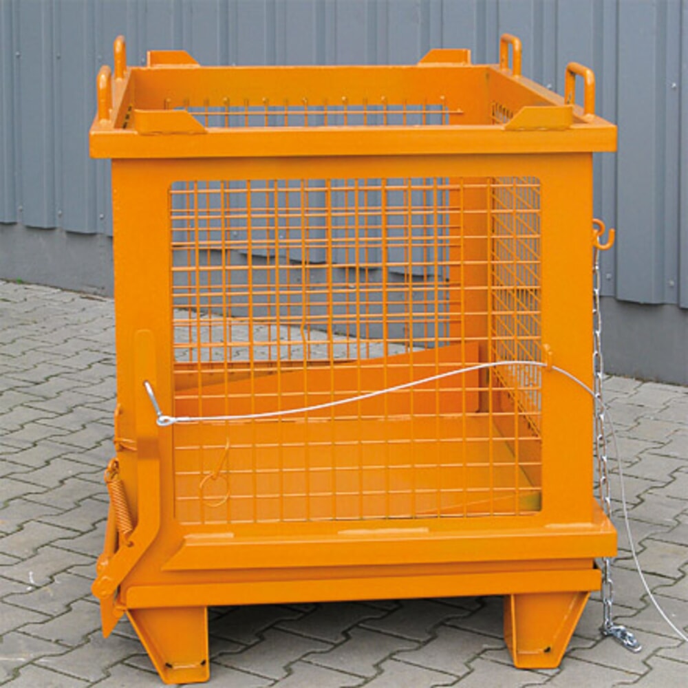 N° de l'image du produit 3 : Eichinger® Benne basculante à grille avec fond basculant déverrouillable, 500 kg, 1 000 litres, orangé pur