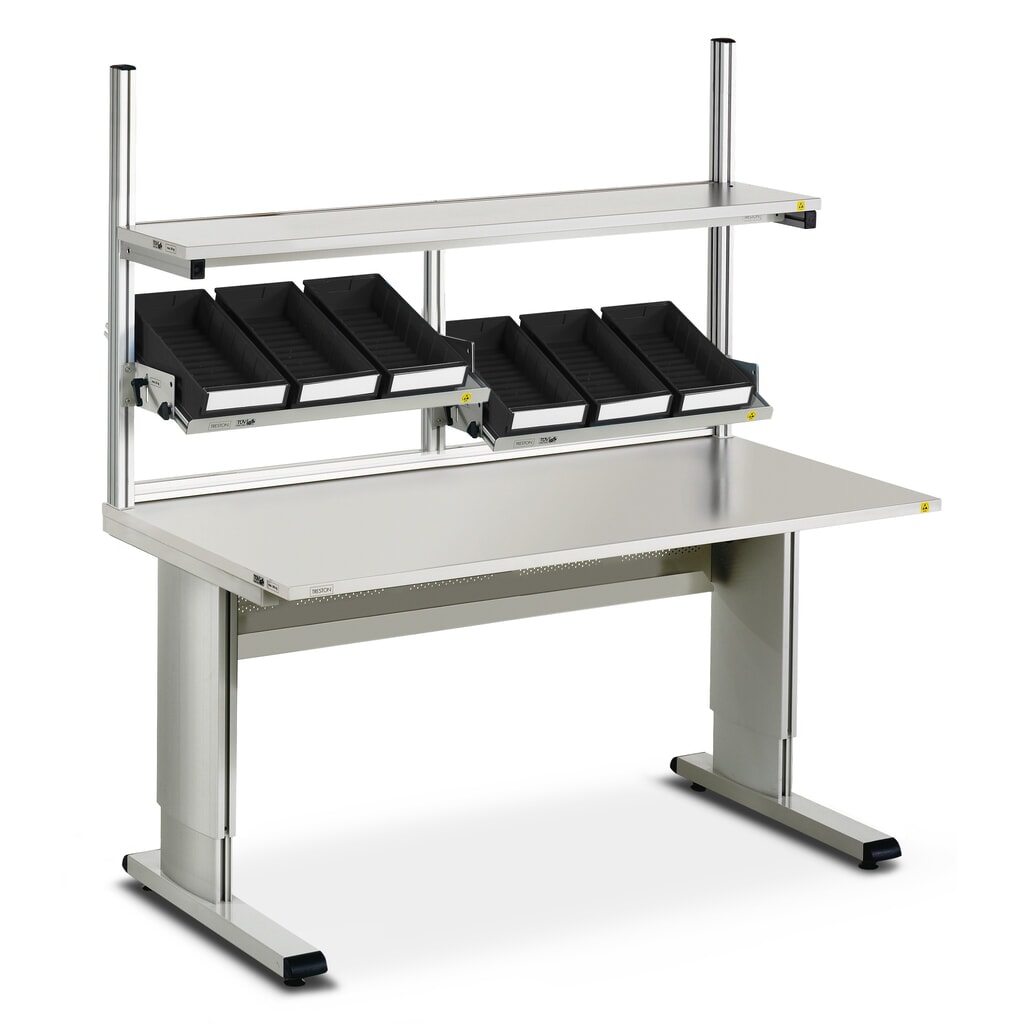 N° de l'image du produit 4 : Table de travail TRESTON WB, ESD, réglable en hauteur manuellement, lxP 1 500 x 800 mm