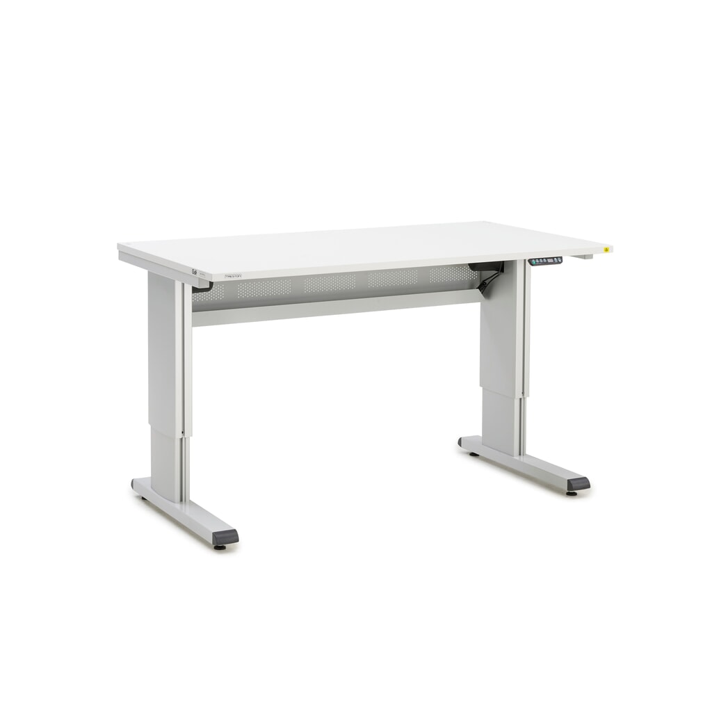 Illustration du produit: Table de travail TRESTON WB, ESD, réglage électrique de la hauteur, lxP 1 500 x 800 mm, avec cache-câbles