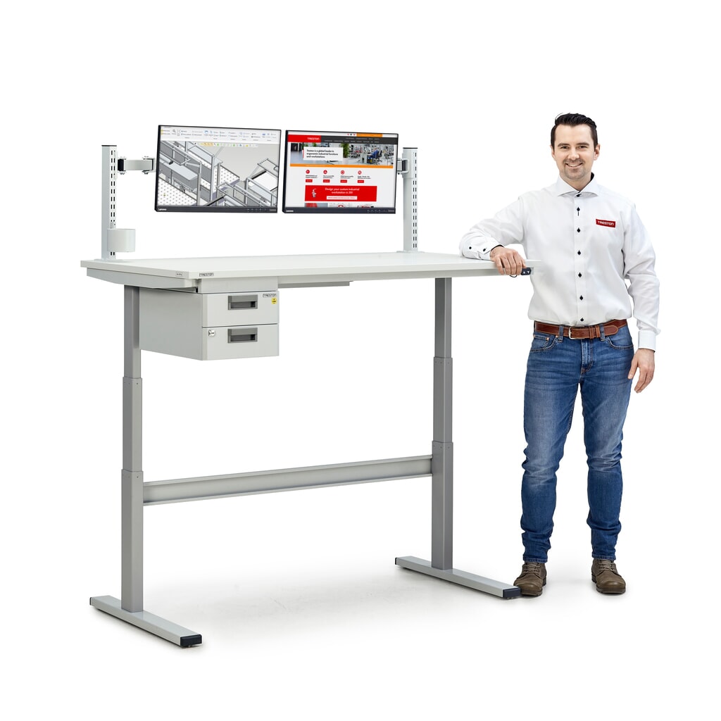 N° de l'image du produit 3 : Table de travail TRESTON TED, ESD, réglage électrique de la hauteur, HxlxP 630-1 270 x 1 800 x 800 mm