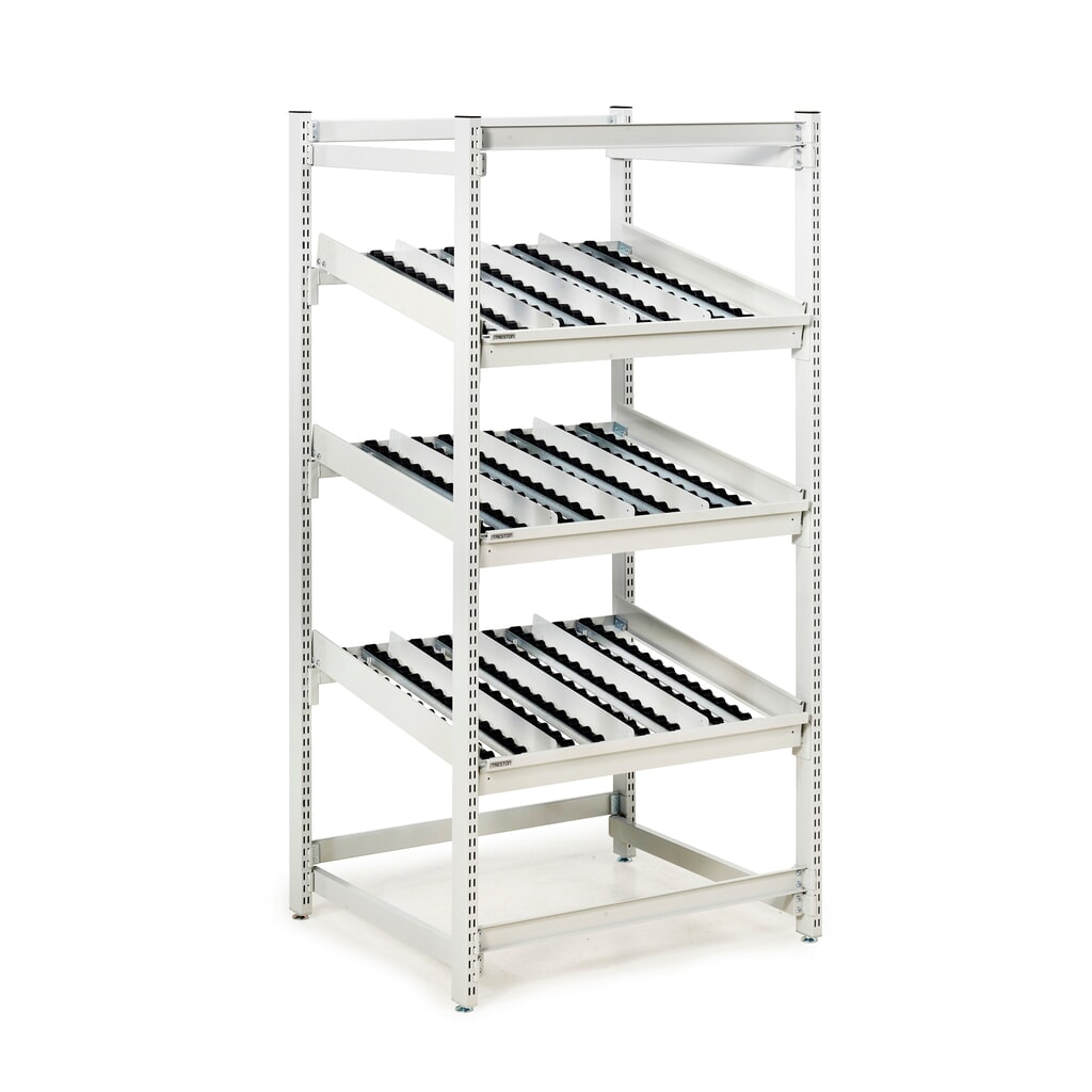 Illustration du produit: Rayonnage de mise à disposition FIFO de TRESTON, ESD, 3 niveaux de roulettes, HxlxP 1.860 x 933 x 805 mm
