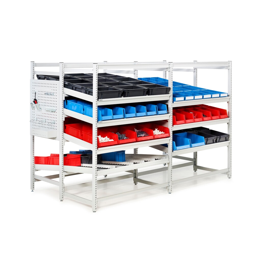 N° de l'image du produit 4 : Rayonnage de mise à disposition FIFO de TRESTON, ESD, 3 niveaux de roulettes, HxlxP 1.860 x 933 x 805 mm