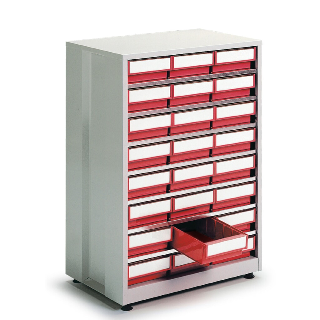Système de rangement à tiroirs, 24 tiroirs, rouge Illustration du produit: Système de rangement à tiroirs, 24 tiroirs, rouge