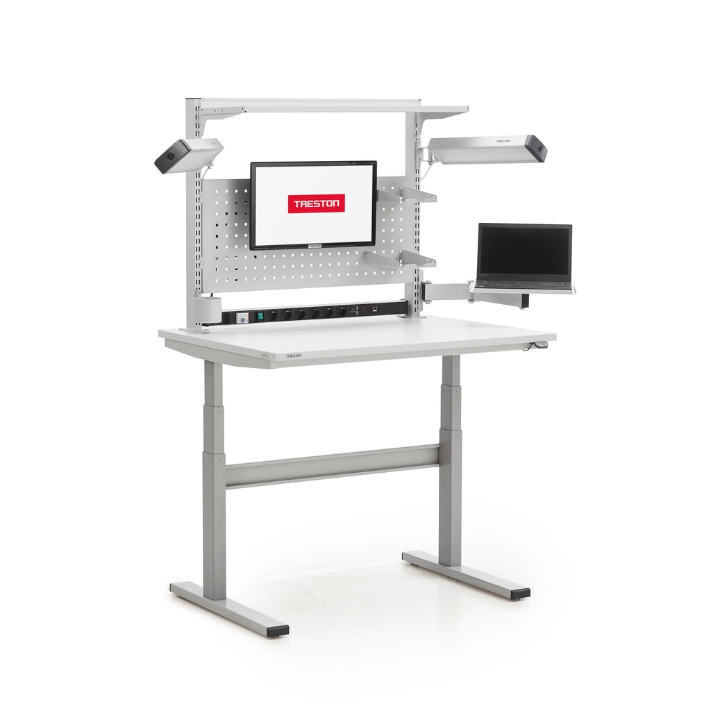 N° de l'image du produit 5 : Bras porte-écran pour table de travail TRESTON TED, capacité de charge 7 kg, longueur de bras 2x 200 mm