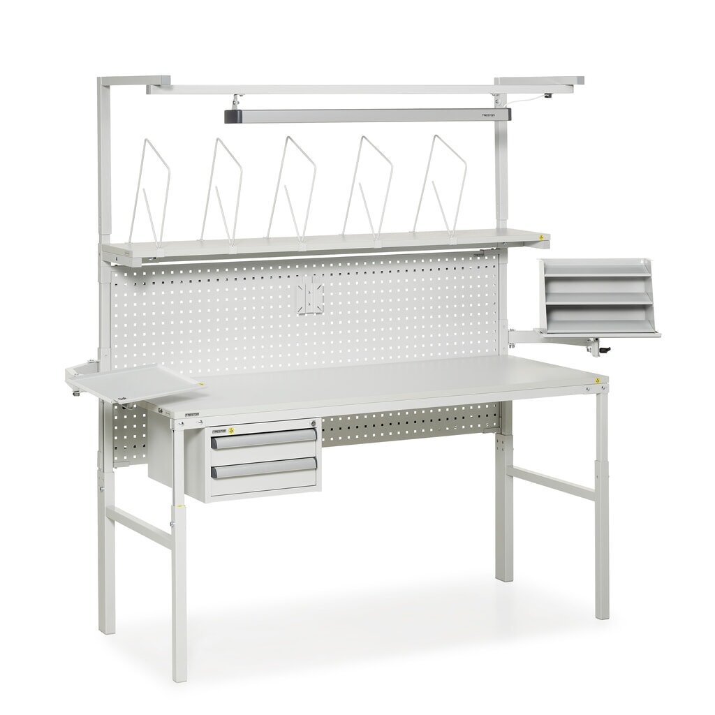 TRESTON Table de travail avec tablette surélevée, réglable en hauteur, capacité de charge 300 kg, lxP 1 200 x 700 mm N° de l'image du produit 4 : TRESTON Table de travail avec tablette surélevée, réglable en hauteur, capacité de charge 300 kg, lxP 1 200 x 700 mm