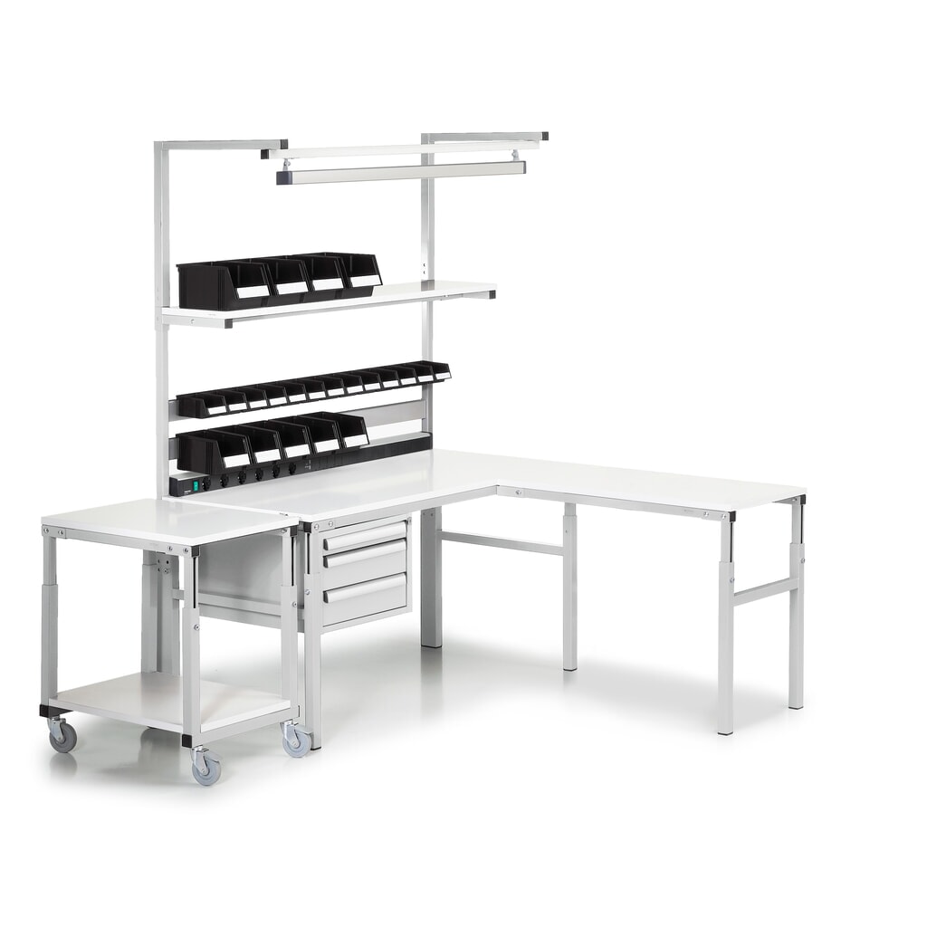 Table de travail TRESTON TPH avec étagère, ESD, réglable en hauteur manuellement, lxP 1 200 x 700 mm N° de l'image du produit 6 : Table de travail TRESTON TPH avec étagère, ESD, réglable en hauteur manuellement, lxP 1 200 x 700 mm