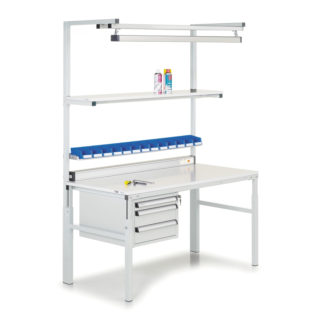 N° de l'image du produit 4 : Porte-outils et rampe lumineuse pour tables de travail, largeur 1 800 mm
