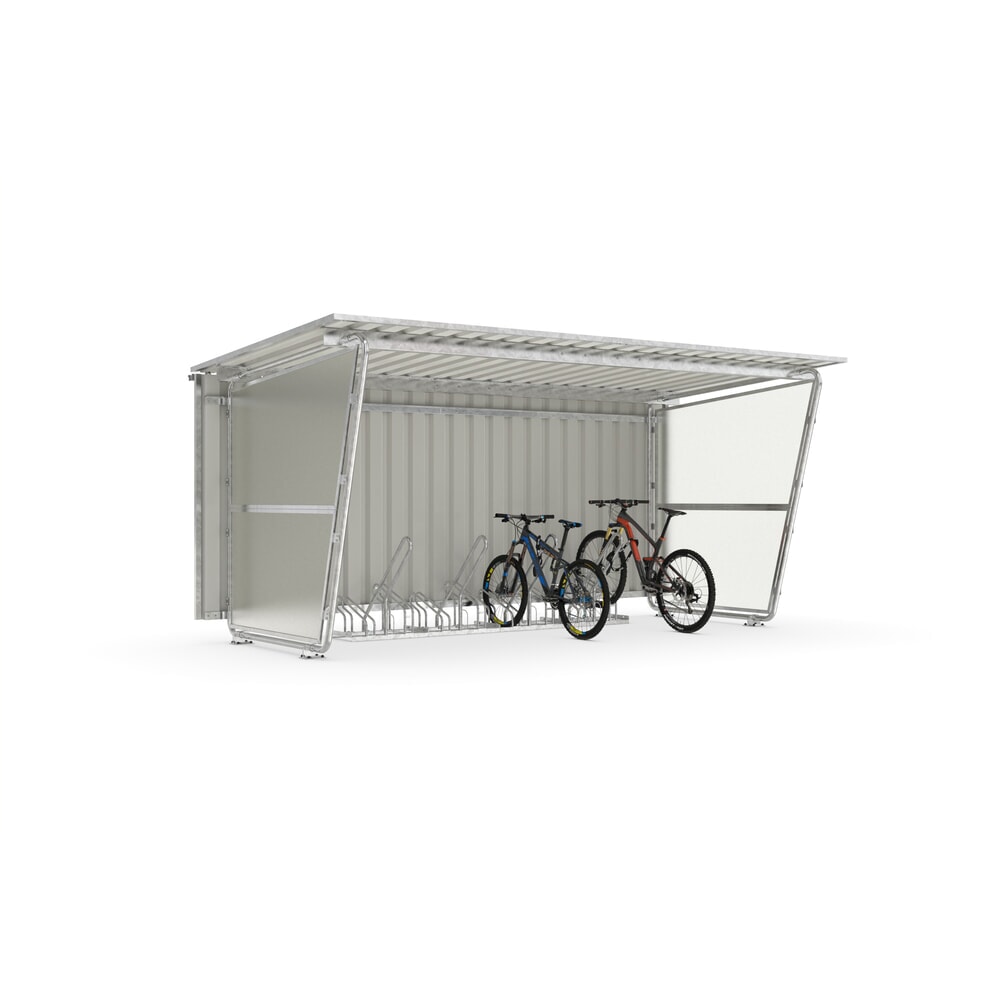 N° de l'image du produit 1 : wsm® abri à vélos Siegen, toit monopente en tôle trapézoïdale, pour 8 vélos
