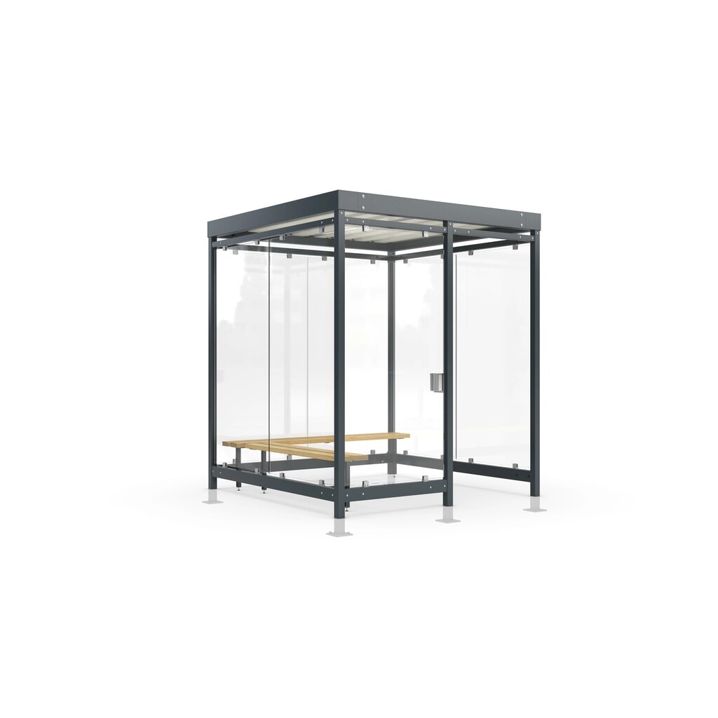 wsm® abri pour fumeurs Professional Köln, vitrage ESG, éclairage intégré, en kit, H x l x P 2440 mm x 2165 mm x 2165 mm Illustration du produit: wsm® abri pour fumeurs Professional Köln, vitrage ESG, éclairage intégré, en kit, H x l x P 2440 mm x 2165 mm x 2165 mm