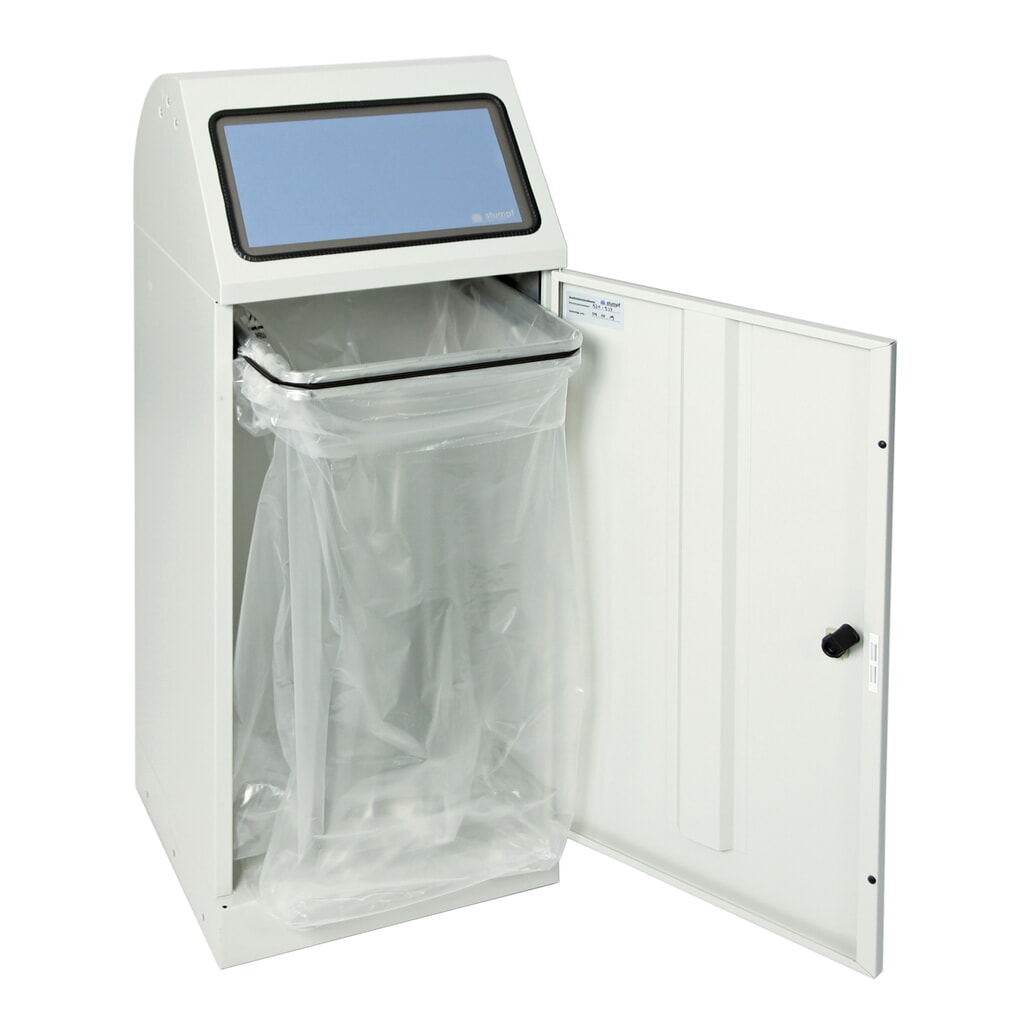 N° de l'image du produit 2 : Collecteur de recyclage stumpf®, 70 litres, avec porte battante et support pour sac poubelle