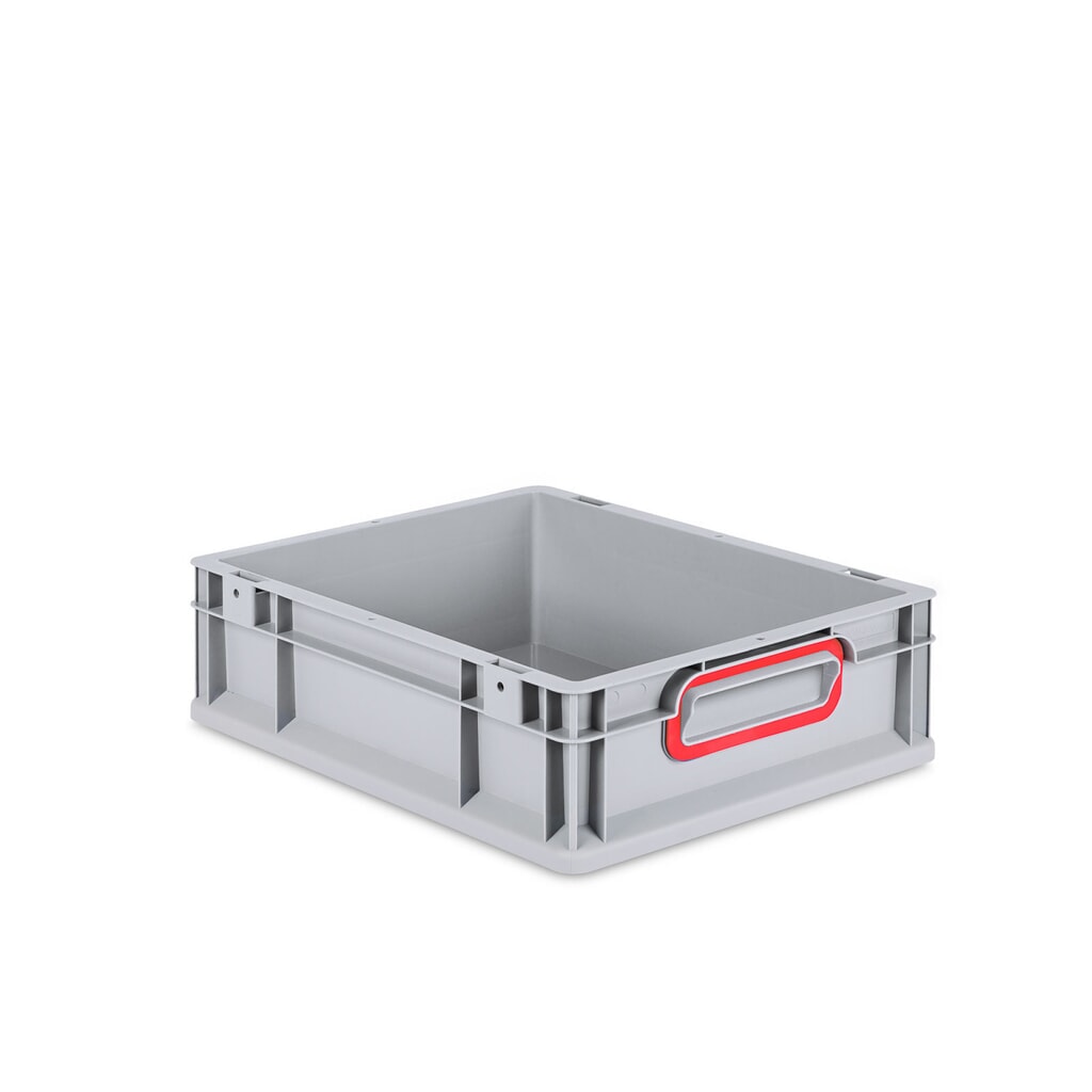 Illustration du produit: Allit Eurobox, avec poignées encastrées rouges, haut. × larg. × prof. 120 × 400 × 300 mm, 11 litres