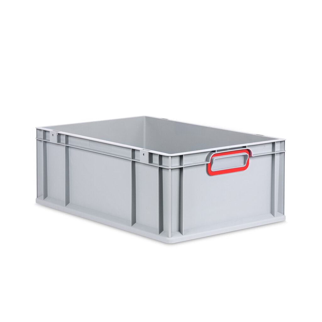 Illustration du produit: Allit Eurobox, avec poignées encastrées rouges, haut. × larg. × prof. 220 × 600 × 400 mm, 44 litres