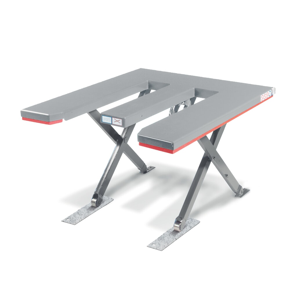 Illustration du produit: Table élévatrice à ciseaux plats FLEXLIFT, en forme de E, capacité de charge 600 kg, plate-forme de 1 350 x 1 150 mm, 230 V