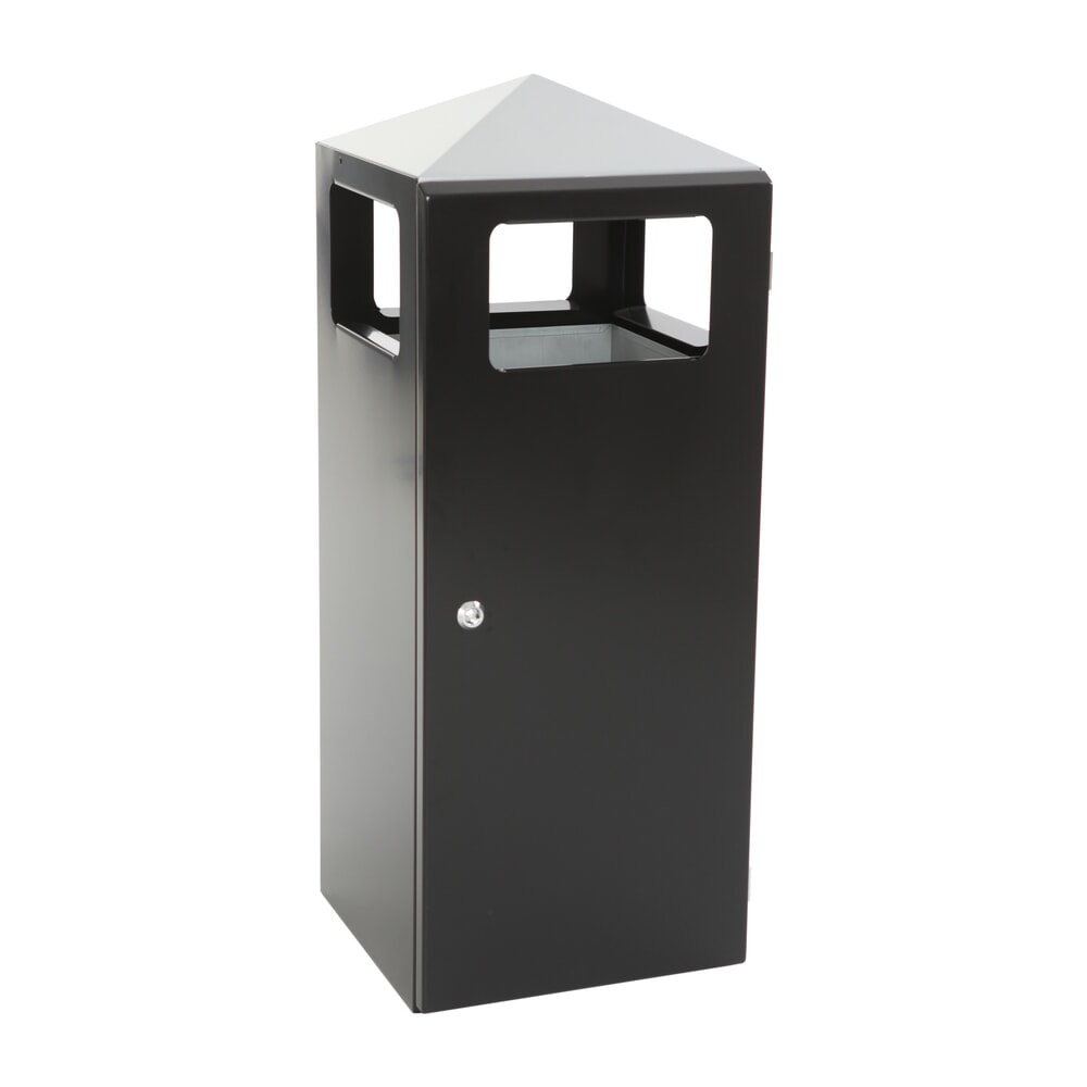 N° de l'image du produit 2 : Poubelle-cendrier Pyramide, carrée, contenant de base en acier inoxydable, 70 litres, noir