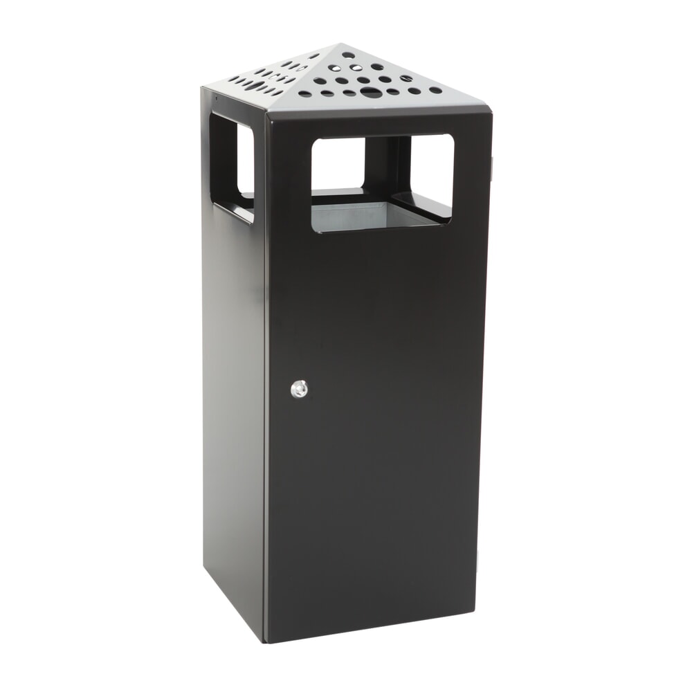 N° de l'image du produit 3 : Poubelle-cendrier Pyramide, carrée, contenant de base en acier inoxydable, 70 litres, noir