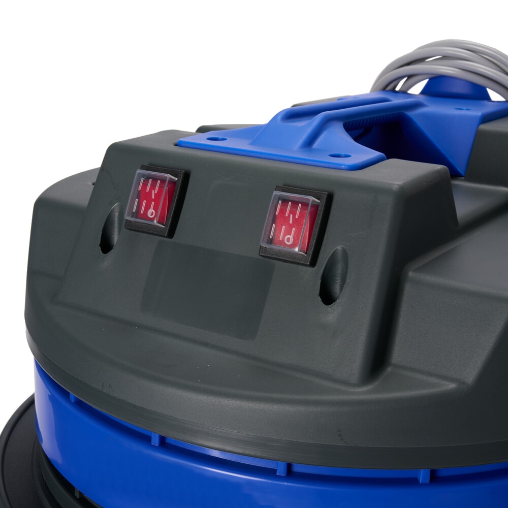 N° de l'image du produit 4 : Aspirateur industriel HEMMDAL, eau + poussière, cuve en plastique, 2 000 W, 70 l, châssis basculant, dossier de poussée, tuyau de vidange