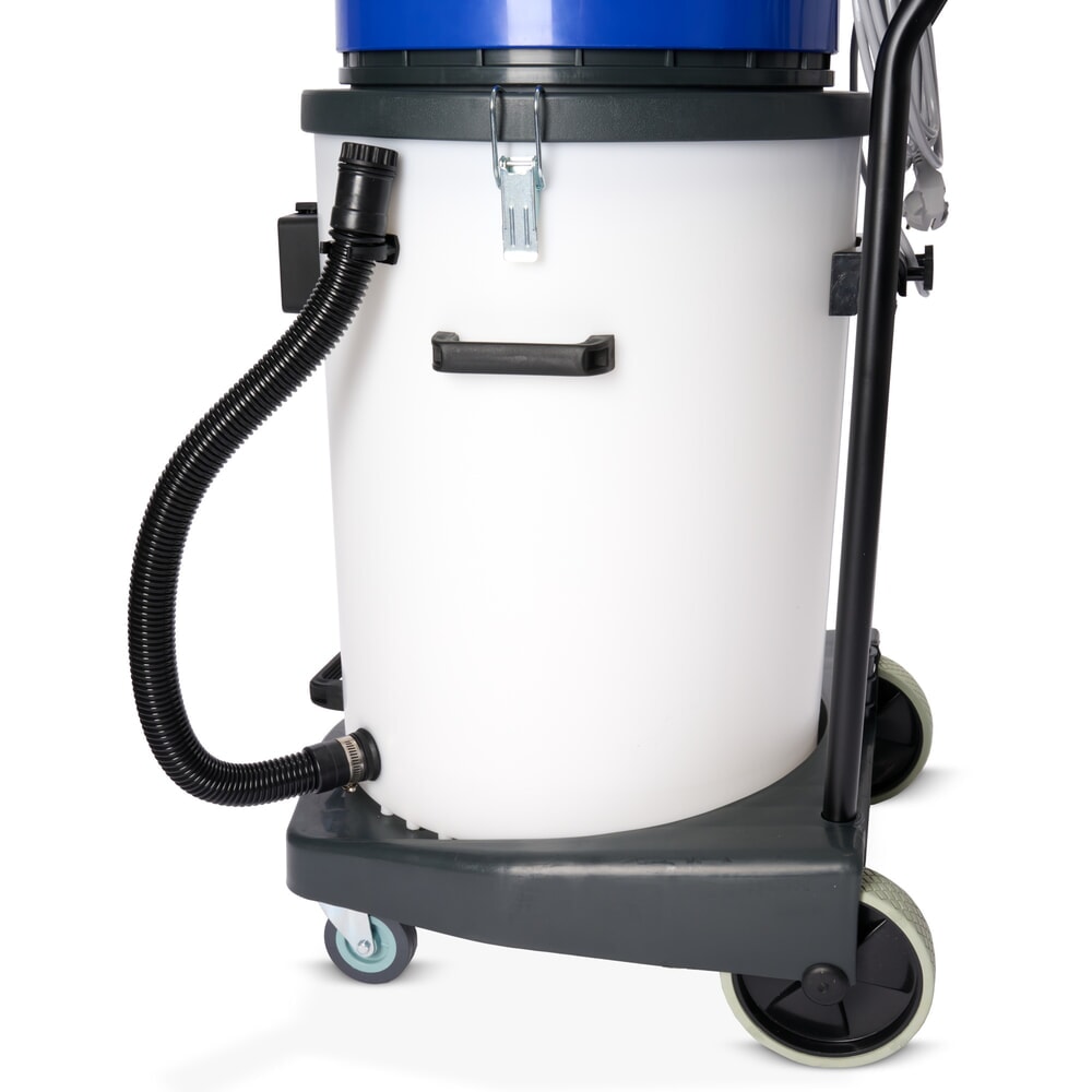 N° de l'image du produit 9 : Aspirateur industriel HEMMDAL, eau + poussière, cuve en plastique, 2 000 W, 70 l, châssis basculant, dossier de poussée, tuyau de vidange