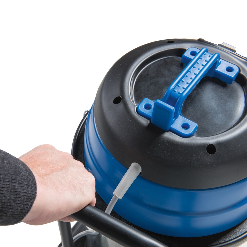 N° de l'image du produit 4 : Aspirateur industriel HEMMDAL, eau + poussière, cuve en acier inoxydable, 1 500 W, 30 l, châssis basculant, dossier de poussée