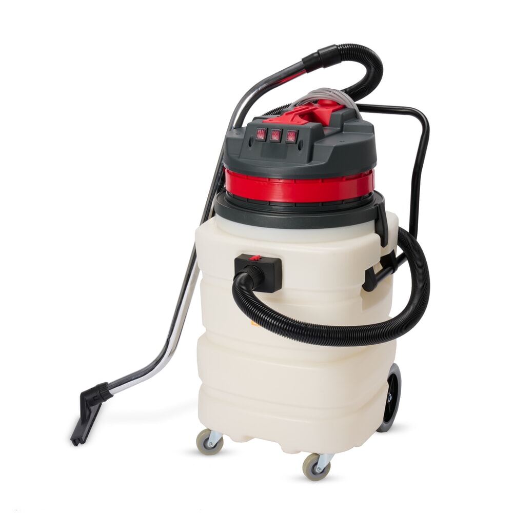 Illustration du produit: Aspirateur industriel HEMMDAL, eau + poussière, cuve en plastique, 3 000 W, 90 l, dossier de poussée, tuyau de vidange