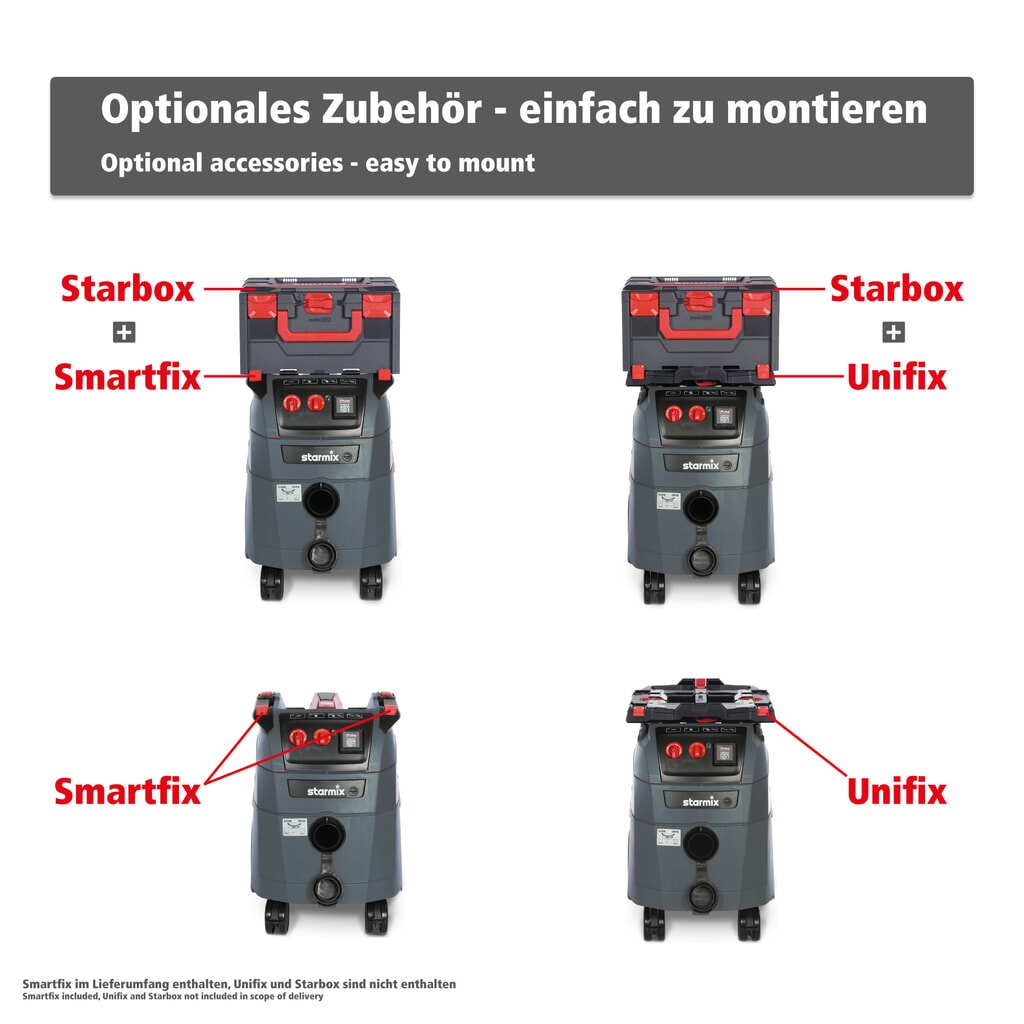 N° de l'image du produit 9 : Aspirateur industriel starmix iPulse, classe de poussières M, châssis mobile basculant, 1 600 W, 35 l