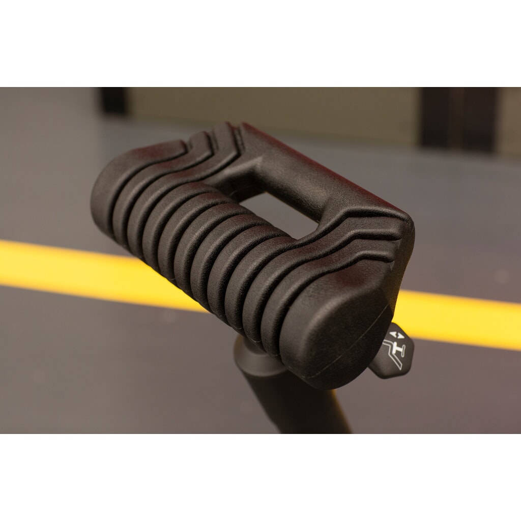 Siège assis-debout, assise ronde en PU, hauteur d’assise 630-840 mm, pied en fourche, poignée de transport N° de l'image du produit 5 : Siège assis-debout, assise ronde en PU, hauteur d’assise 630-840 mm, pied en fourche, poignée de transport