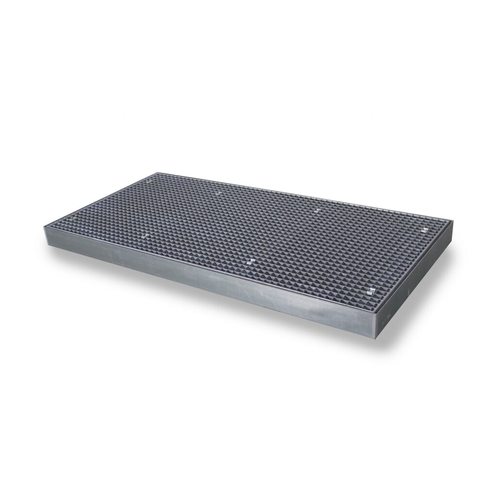 Bac collecteur plat en acier, capacité de charge 6 500 kg/m², H x l x P 118 x 1 000 x 2 000 mm Illustration du produit: Bac collecteur plat en acier, capacité de charge 6 500 kg/m², H x l x P 118 x 1 000 x 2 000 mm