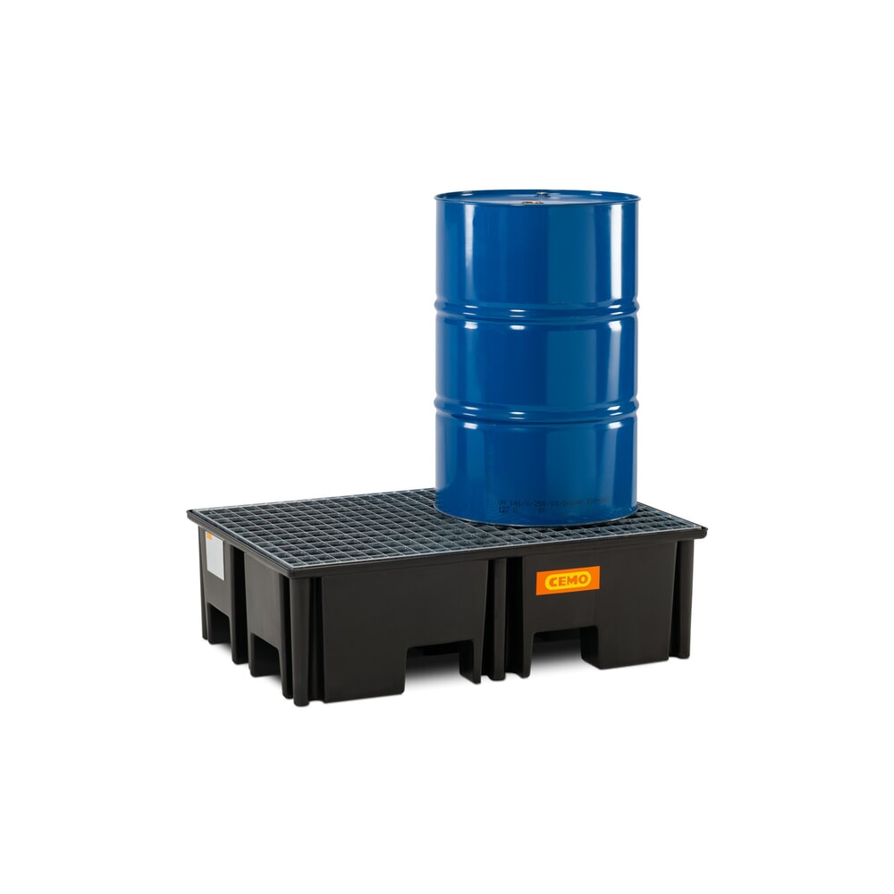 N° de l'image du produit 3 : Bac collecteur pour palettes CEMO 220/2, pour 1 palette 1 200 x 800 mm, contenance 220 l, avec grille en acier