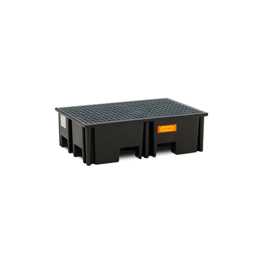 N° de l'image du produit 1 : Bac collecteur pour palettes CEMO 220/2, pour 1 palette 1 200 x 800 mm, contenance 220 l, avec grille en acier