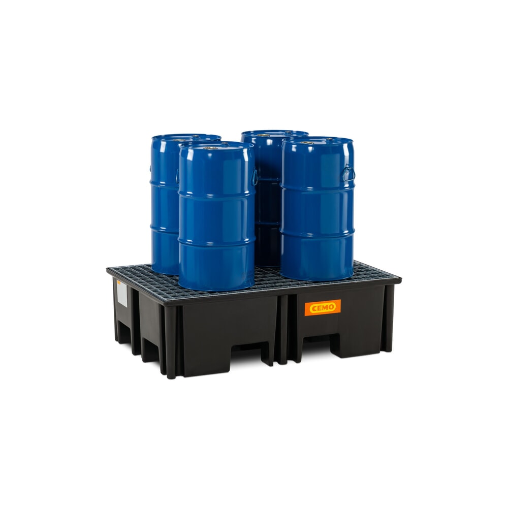 N° de l'image du produit 4 : Bac collecteur pour palettes CEMO 220/2, pour 1 palette 1 200 x 800 mm, contenance 220 l, avec grille en acier