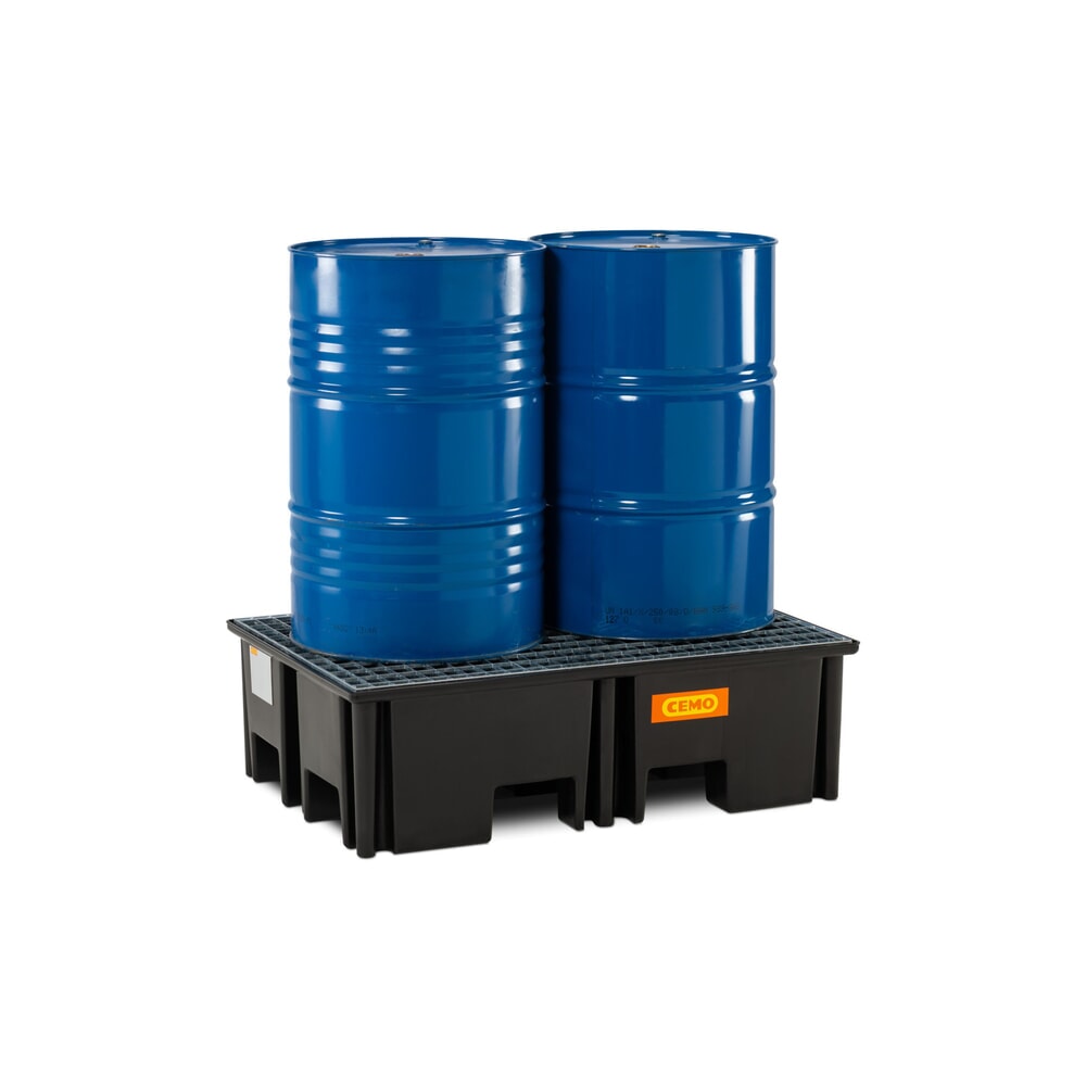 N° de l'image du produit 5 : Bac collecteur pour palettes CEMO 220/2, pour 1 palette 1 200 x 800 mm, contenance 220 l, avec grille en acier