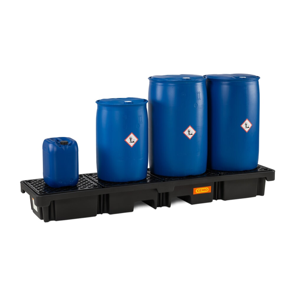N° de l'image du produit 2 : Bac de récupération de fûts CEMO 220/4e, 4x 200 l, contenance 215 l