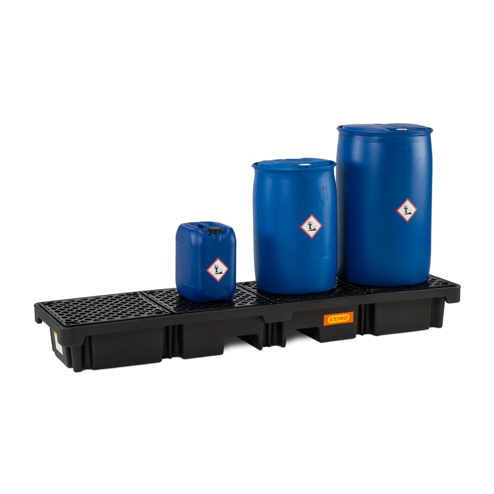 N° de l'image du produit 3 : Bac de récupération de fûts CEMO 220/4e, 4x 200 l, contenance 215 l