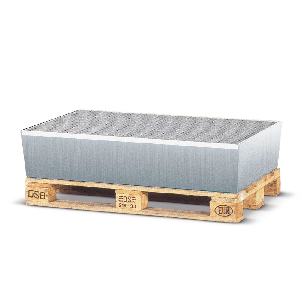Illustration du produit: asecos® bac de rétention en acier, H x l x P 255 x 1 236 x 815 mm, 2 x 200 l, bleu gentiane
