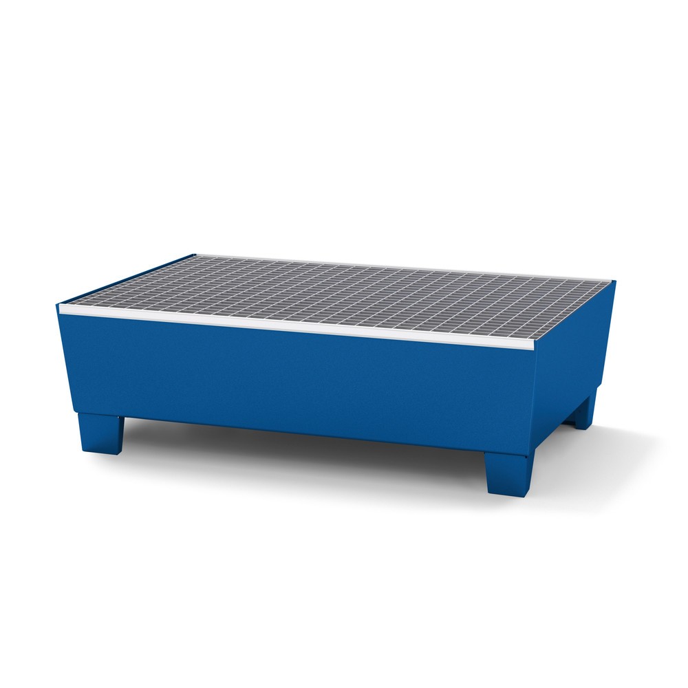 Illustration du produit: asecos® bac de rétention en acier, avec structure des pieds, 2 x 200 l, H x l x P 355 x 1 236 x 815 mm, bleu gentiane