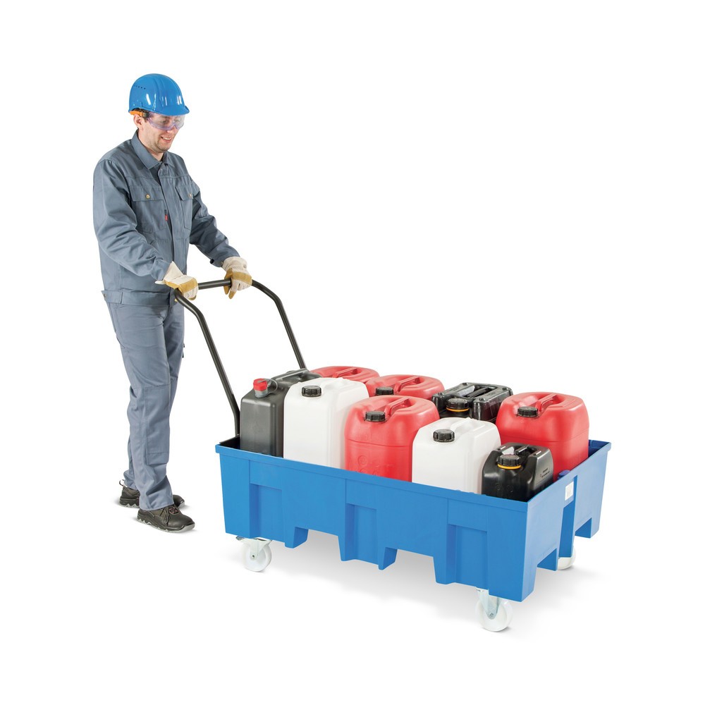 Illustration du produit: asecos® bac de rétention en polyéthylène (PE), mobile, 1 x 200 l, H x l x P 1 030 x 865 x 1 245 mm, sans grille
