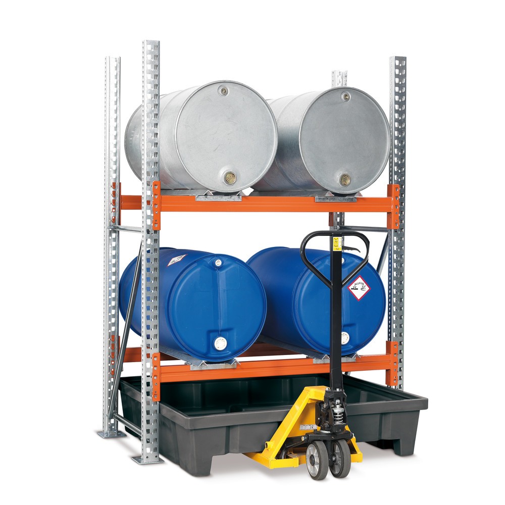 Illustration du produit: Bac de rétention pour tablette de rayonnage asecos® en polyéthylène (PE), pour rayonnages à fûts, H x l x P 315 x 1 320 x 1 390 mm, contenance 315 l
