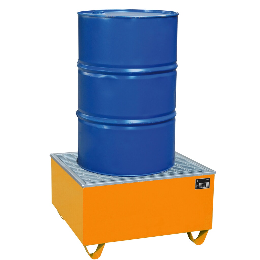 N° de l'image du produit 2 : Bauer® bac de rétention en acier AW-1/polyéthylène (PE), peint, jaune-orange