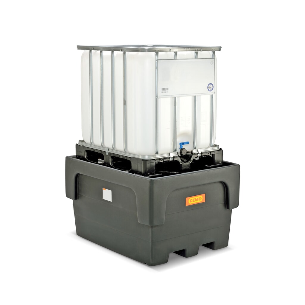 Cuves en PE pour 1 IBC, avec piètement en croix N° de l'image du produit 2 : Cuves en PE pour 1 IBC, avec piètement en croix