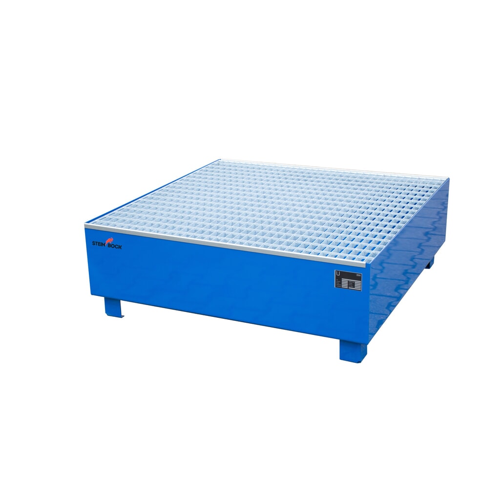 Illustration du produit: Steinbock® bac de rétention , 4 x 200 l, H x l x P 410 x 1 200 x 1 200 mm, grille incluse, bleu