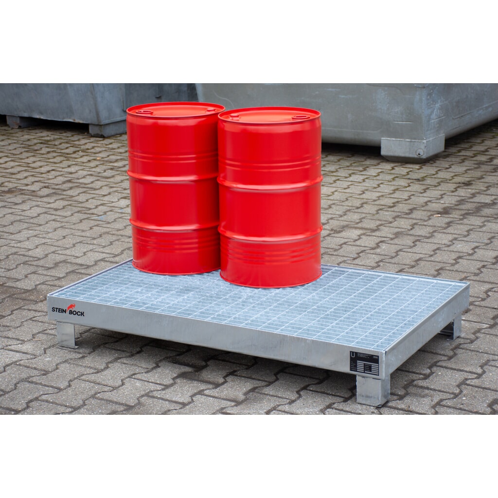 Steinbock® bac de rétention pour 6 x fûts de 60 litres, avec grille, galvanisé à chaud N° de l'image du produit 4 : Steinbock® bac de rétention pour 6 x fûts de 60 litres, avec grille, galvanisé à chaud