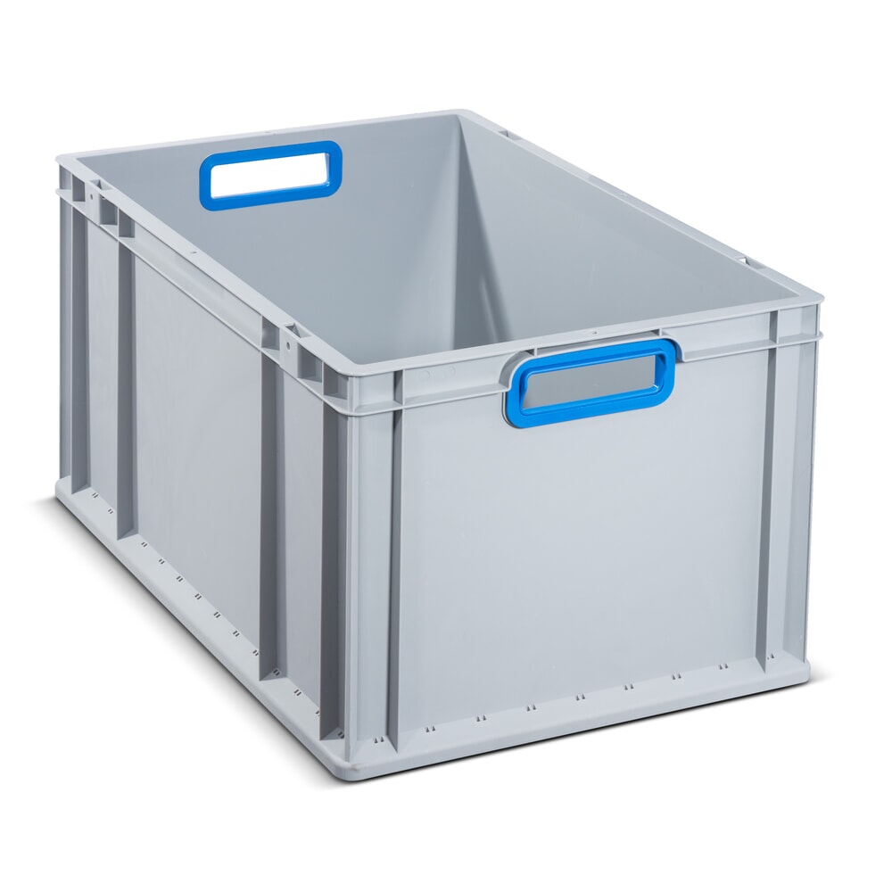 N° de l'image du produit 1 : Allit Eurobox, avec poignées bleues, haut. x larg. x prof. 320 x 600 x 400 mm, 65 litres