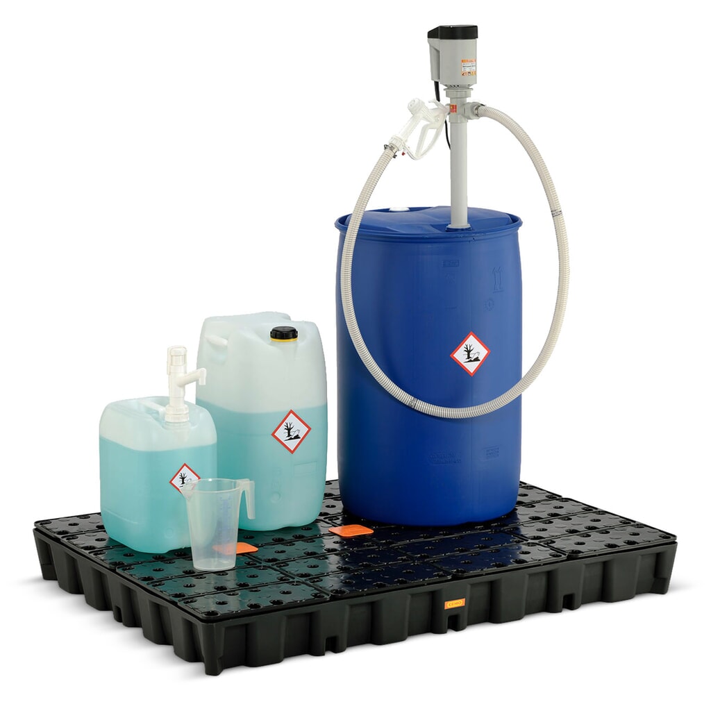 Bac labo modulaire CEMO en PE pour le stockage de petits contenants, volume de rétention 250 l, avec caillebotis en PE N° de l'image du produit 2 : Bac labo modulaire CEMO en PE pour le stockage de petits contenants, volume de rétention 250 l, avec caillebotis en PE