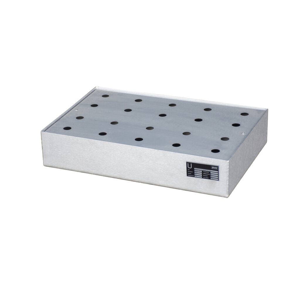 Illustration du produit: Bauer® bac de rétention pour palette en acier inoxydable pour petits bidons KGW-P/M, avec plaque perforée 1 V4A, contenance 22 l
