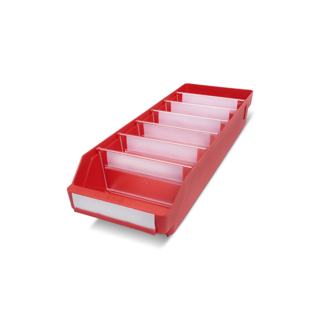 Bacs de rayonnage avec fenêtre de visualisation, l x P 180 x 500 mm, rouge Illustration du produit: Bacs de rayonnage avec fenêtre de visualisation, l x P 180 x 500 mm, rouge