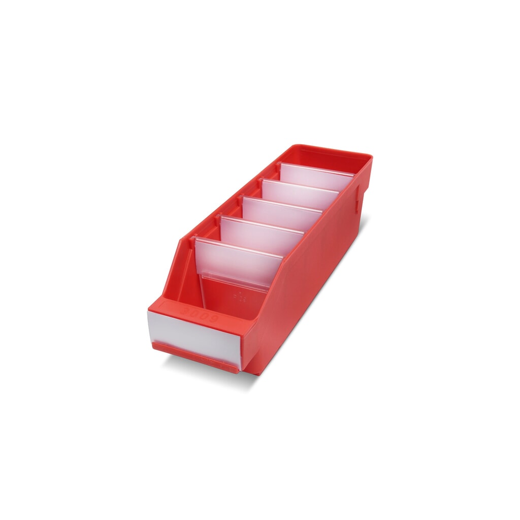 Bacs de rayonnage avec fenêtre de visualisation, l x P 90 x 300 mm, rouge Illustration du produit: Bacs de rayonnage avec fenêtre de visualisation, l x P 90 x 300 mm, rouge