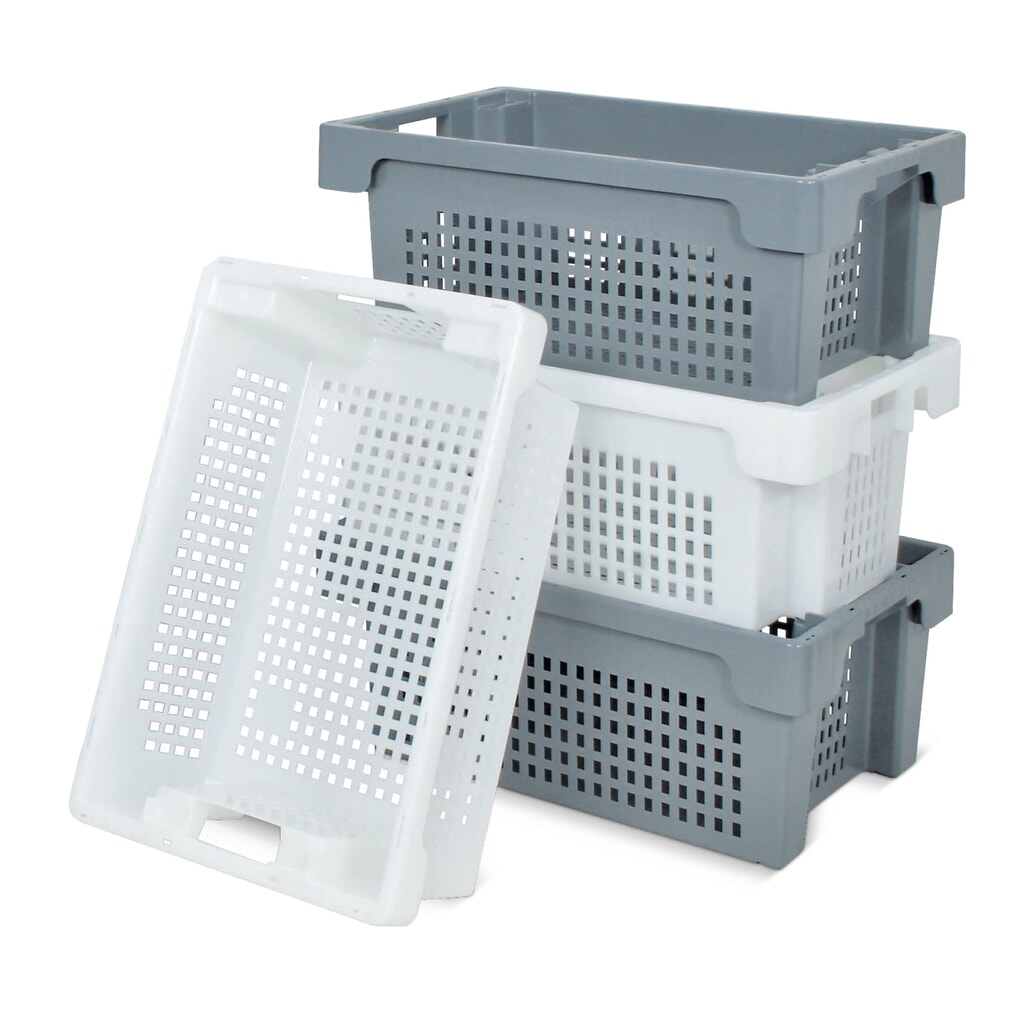N° de l'image du produit 6 : Eurobox, parois et tablette perforées, 32 litres, blanc